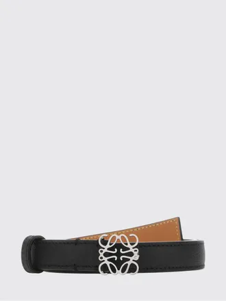 Loewe Calf Leather Belt with Silver-Tone Metal Logo Buckle