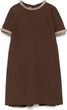 Valentino Garavani Abito corto in crêpe con strass - Marrone