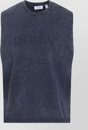 Off-white cotton sleeveless relaxed-fit top