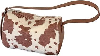 Generic Womens Plush Bags Plush Bag Underarm Shoulder Patchwork Contrast Color Women Handbag Autumn Winter Small Square Purse(Brown)