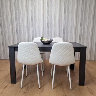Kosy Koala Dining Table & 4 Chairs Modern Dining Table Set With 4 White Gem Pattern Chairs in Brown