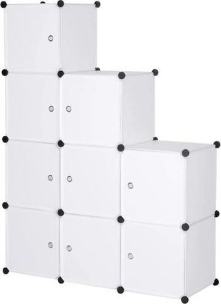 Woltu Woltu 9 Organizzatori A Cubo Con Ante. Armadio Armadietto Guardaroba In Plastica Bianco