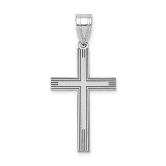 Diamond2Deal 14k White Gold Laser Etched Cross Charm Pendant