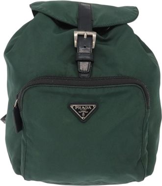 Prada Front Pocket Backpack Tessuto Green Nylon Backpack Bag (Pre-Owned)