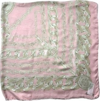 Versace Womens Silk Scarf In Pink And Grey