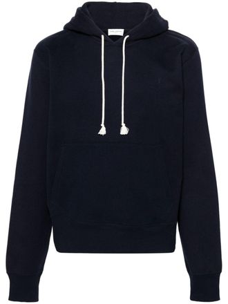 Saint Laurent Cassandre-embroidered cotton hoodie - men - Cotton - S - Blue