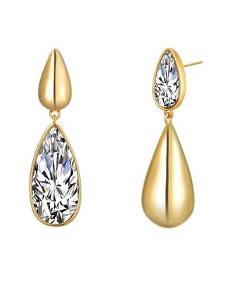 Liv Oliver 18K Plated Cz Modern Mismatch Drop Earrings