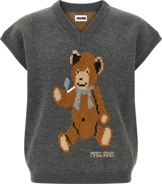 Magliano Grey V Neck Relaxed Sweater