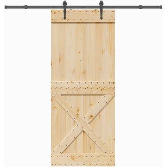 vidaXL Vidaxl - Puerta Corredera Con Herrajes Madera Maciza De Pino 95x210 Cm