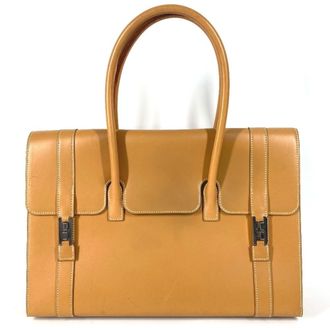 Herm&egrave;s Natural Box Calf Leather Handbag Tote Bag (Pre-Owned)