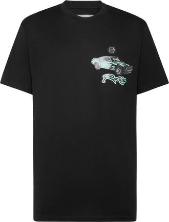 Philipp Plein T-Shirt Round Neck Racing - Heren - T-shirts - Zwart - L - Katoen - Tops