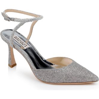 Badgley Mischka Collection Kamilah Ankle Strap Pump in Slvr Antiq at Nordstrom Rack, Size 5.5