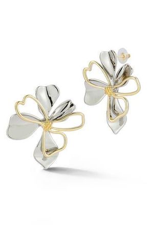 Sphera Milano Two-Tone Flower Drop Earrings in Gold at Nordstrom Rack