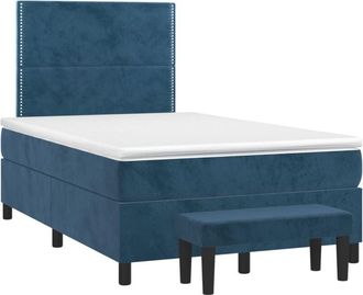 vidaXL Cama Box Spring Con Colch&oacute;n Terciopelo Azul Oscuro 120x190 Cm Vidaxl