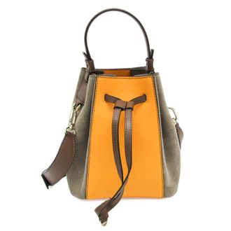 Furla yellow Leather Suede Handbag Shoulder Bag (Pre-Owned)