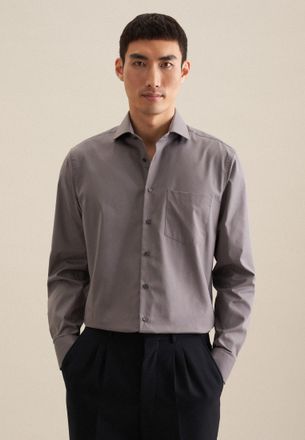 Seidensticker Businesshemd SEIDENSTICKER Regular, Herren, Gr. XXL (45), normale &Auml;rmell&auml;ngen, grau, 100% Baumwolle, unifarben, regular fit, 2-Knopf-Manschette, Hemde
