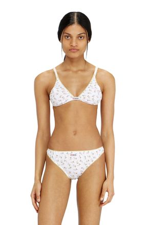 Diesel Cotton triangle bra with all-over floral print - Bras - Woman - White