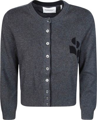 Isabel Marant Lona Logo Cardigan - Dames - Vesten - Grijs - XS - Katoen - Truien & Vesten