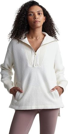 Varley Wallace Half Zip Fleece Womens Sweater Egret : XL, Fleece/Polyester