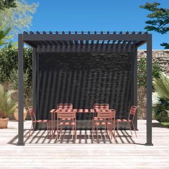 Sweeek Louvered Pergola Aluminium 3 X 3m V2 + 3m Blind in Grey