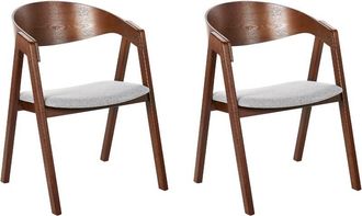 Beliani Set of 2 Dining Chairs YUBA Wood Light Grey