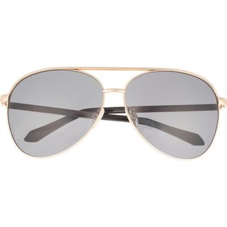 Quay Australia Vivienne 64mm Aviator Sunglasses in Gold /Smoke Lens at Nordstrom Rack