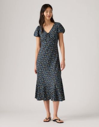 Levi's Lira vestito midi a maniche corte in denim blu