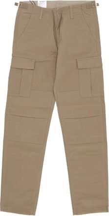 Carhartt Work in Progress Aviation Leather Cargo Pants - Heren - Straight fit broeken - Beige - W36 L34 - Katoen - Broeken