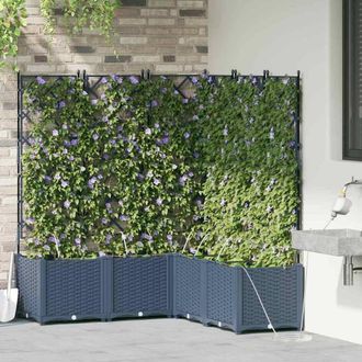 Berkfield Home Garden Planters with Water Irrigation System 5 pcs Grey