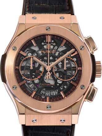 Hublot Pre-owned Hublot Classic Fusion Chronograph Black Skeleton Dial Mens Watch 525.OX.0180.LR