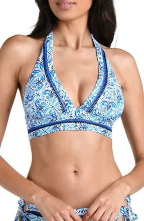 La Blanca Costa Azul Banded Halter Bikini Top in Blue at Nordstrom, Size 10