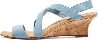 Manolo Blahnik pre-owned 60mm Terwe wedge sandals - women - Fabric/Fabric/Cork/Leather - 40 - Blue