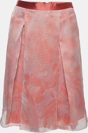 Emporio Armani Salmon Pink Organza Pleated Midi Skirt