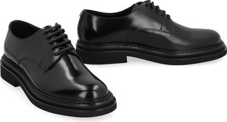Dolce & Gabbana Mens Leather Lace-Up Derby Shoes Black Calfskin Flat