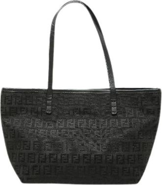 Fendi Pre-owned Tote Bags, female, Black, Size: ONE SIZE Pre-owned Zucchino Canvas Handbag