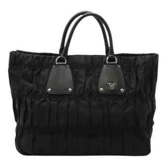 Prada Pre-owned Tote Bags, female, Black, Size: ONE SIZE Pre-owned Nylon Tote Bag