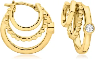 Ross-Simons Diamond Multi-Hoop Earrings in 18kt Gold Over Sterling