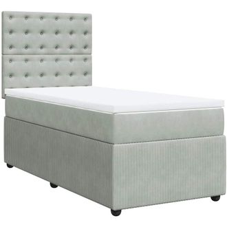 vidaXL Cama Box Spring Con Colch&oacute;n Terciopelo Gris Claro 80x200 Cm Vidaxl
