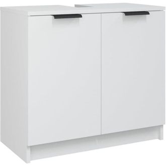 vidaXL Armario De Ba&ntilde;o Madera Contrachapada Blanco 64,5x33,5x59 Cm Vidaxl