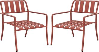 Vente-Unique Conjunto de 2 sillones bajos de jard&iacute;n apilables de metal - Terracota - BIRMOS de MYLIA