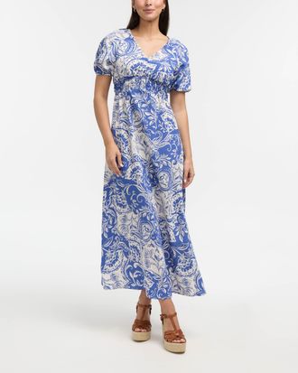 Ellen Tracy Womens V-Neck Dress with Smocking Detail