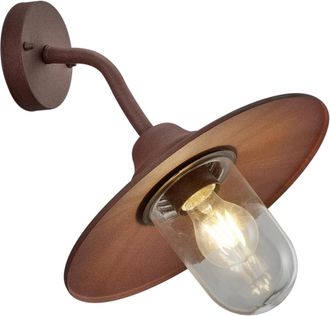 Trio Leuchten Brenta Outdoor Down Wall Sconce Aluminio Fundido Pintado Efecto &Oacute;xido Con Difusor De Vidrio Transparente Ip44 H.35cm 201760124