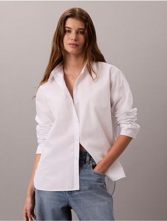Calvin Klein Jeans Calvin Klein Womens Poplin Cotton Classic Button-Down Shirt - White - XL