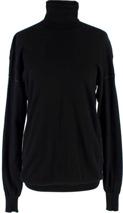 Celine Black Roll Neck Cashmere Fine Knit Jumper Size XS