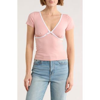 Motel Tasnia V-Neck Top in Pink Lady at Nordstrom Rack, Size X-Small