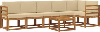 vidaXL Conjunto De Sof&aacute;s De Exterior 7 Uds. Natural Y Beige Vidaxl