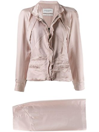 Saint Laurent 1990s slim jacket & skirt set - women - Silk Satin/Cotton - 42 - Pink