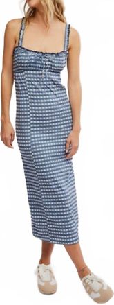 Free People Lucinda Plaid Midi Dress In Indigo