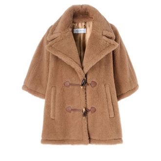 Max Mara Jassen, Dames, Bruin, ONE Size, Wol, Stijlvolle Camel Poncho