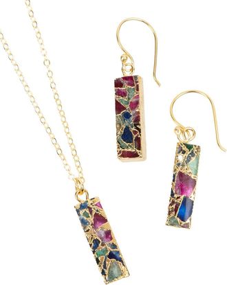 Saachi Saachi 18K Plated Mojave Turquoise Necklace & Earrings Set